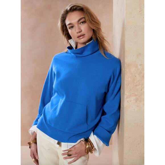 Banana Republic Cowl Neck Sweater w/ Kangaroo Pocket Size X-Small Preppy Office - Picture 3 of 10